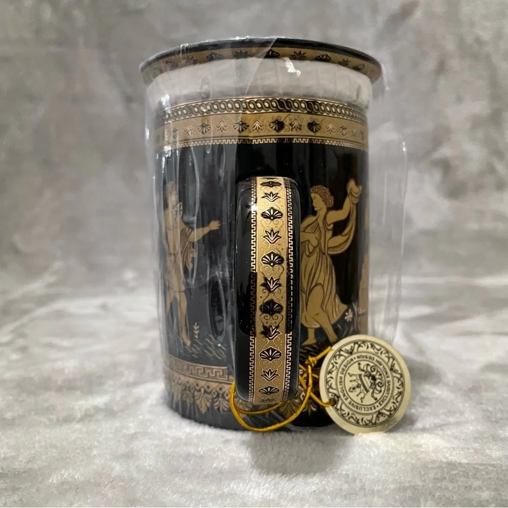 Creative Ceramics Bona Dea Black Gold Greek Motif Mug Mythology Coffee Cup